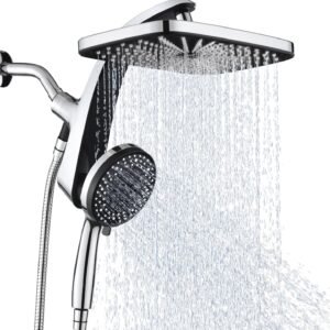 High Pressure Rain Shower Head: Upgrade Shower Heads with Handheld Spray Combo with Fixed Showerhead and 10 Sprays Handheld Shower Head, Detachable Shower head Built-in Magnetic Docking and Power Jets