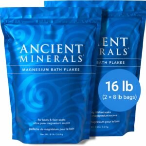 Ancient Minerals Magnesium Bath Flakes – Pure Zechstein Magnesium Chloride for Soaking and Whole-Body Replenishment (16 lb)