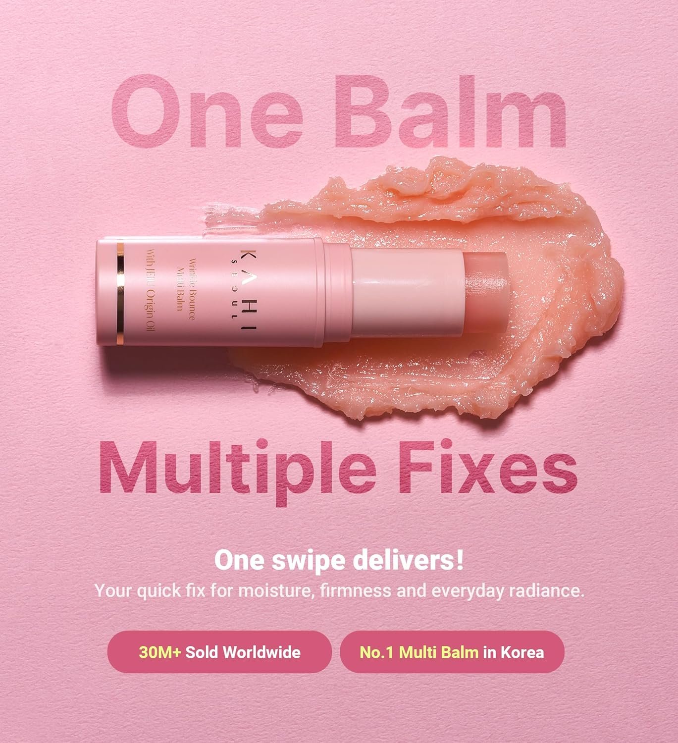 KAHI Wrinkle Bounce Multi Balm Stick | PDRN Collagen Wrinkle Stick | Korean Skin Care |All-in-One Hydrating Lip Balm Eye Cream Neck Cream Make Up Base & Face Mist Moisture Balm - Image 3