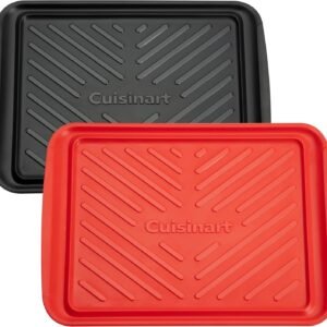 Cuisinart Grilling Prep & Serve Trays, 17×10.5 inch BBQ Tray Safe for Food Handling, 2 Dishwasher Safe Nesting Trays Black & Red, Perfect Grilling Accessories for Cooked & Raw Meat, Fits 6 Burgers