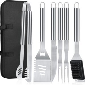 BBQ Grilling Accessories, 16-Inch Stainless Steel BBQ Grill Tools Set for Men, Heavy Duty Grilling Accessories Kit for Camping, Kitchen, Extra Thick Barbecue Utensil