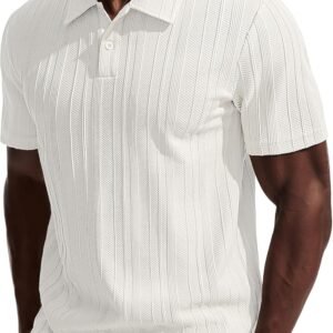 PJ PAUL JONES Mens Polo Shirts Short Sleeve Casual Dress Shirts Textured Knit Polo Collared Golf Shirts Fashion Tops
