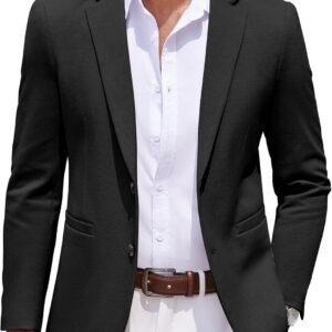 COOFANDY Men’s Casual Knit Blazer Two Button Lightweight Sport Coats Suit Jacket