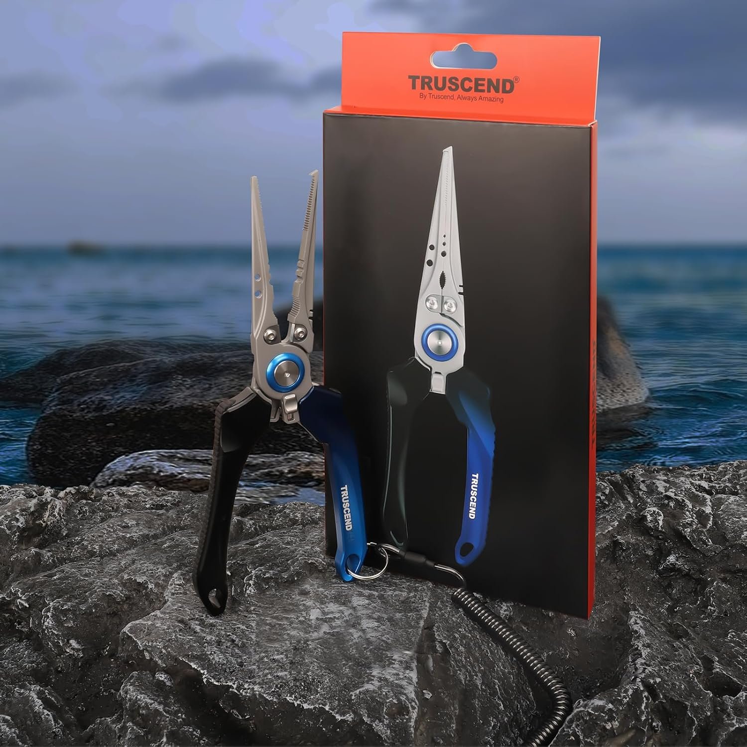 TRUSCEND Lockable Handy Fishing Pliers with Innovative Ergonomic Handle, Saltwater Corrosion Resistant Teflon Coated Fishing Tool, Multi-Function Fishing Gear with Mo-V Cutter, Amazing Fishing Gift - Image 7
