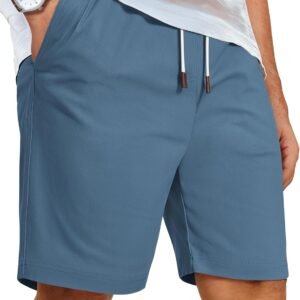 COOFANDY Mens Casual Shorts Cotton Elastic Waist Shorts Drawstring Summer Beach Shorts
