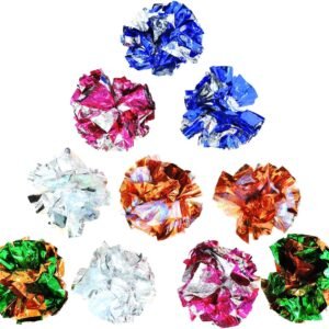 Andiker 10PC Cat Crinkle Balls, 2.36 Inches 5 Colors Kitten Balls Interactive Cat Toys for Indoor Cats to Chew, Chase, Swat, Bite, Hunt to Kill Time and Keep Fit(10 pcs)