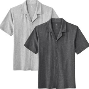 Men’s Button Up Pajama Shirt Cotton Men’s Sleepwear Tops Cool Men’s Pajama Tops Breathable Skin Friendly