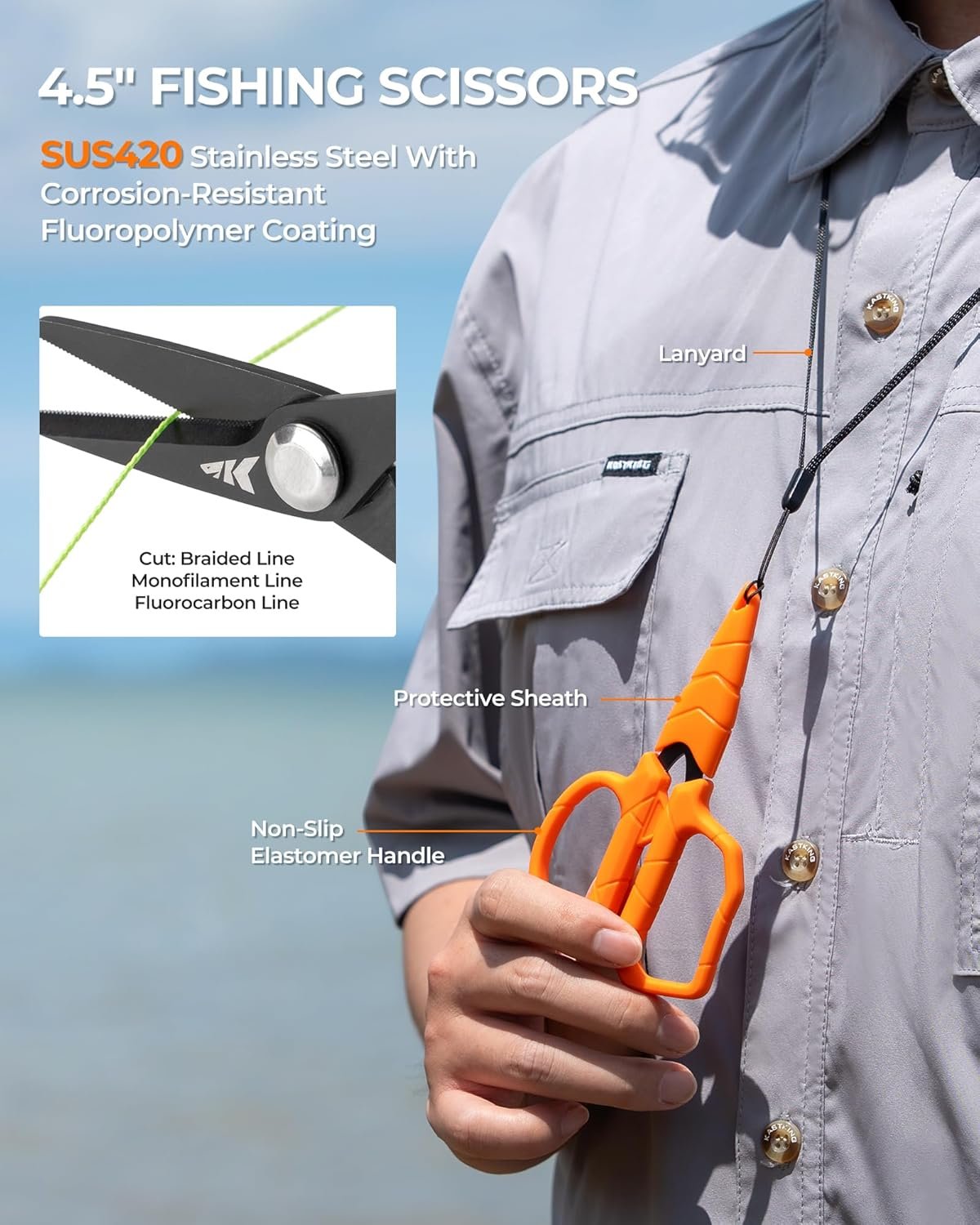 KastKing SteelStream Fishing Tool Set, Fishing Gear - Corrosion Resistant Fishing Pliers, Fillet Knife, Fishing Scissors, Fish Lip Gripper, Multi-Functional Jaw, Fishing Gifts for Men - Image 5