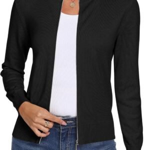 Totatuit Womens Long Sleeve Knitted Zip Up Sweater Cardigans Sweaters Lightweight Zipper Sweatshirts Jacket