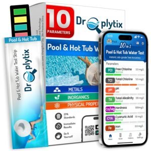 10-in-1 Pool & Spa Water Test Kit with App, Hot Tub, Saltwater, Chlorine, Alkalinity, Hardness, pH, Nitrate, Sulfate, Digital Water Quality Testing Strips (DXPOOL-R10-S10)