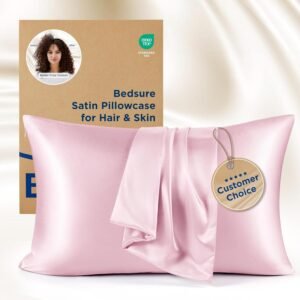 Bedsure Satin Pillowcase for Hair and Skin Queen, Similar to Silk Pillow Cases, Valentine Pillow Covers Set of 2 with Envelope Closure, Pink Room Decor Essentials, Gifts for Women Girls 20×30 Inches