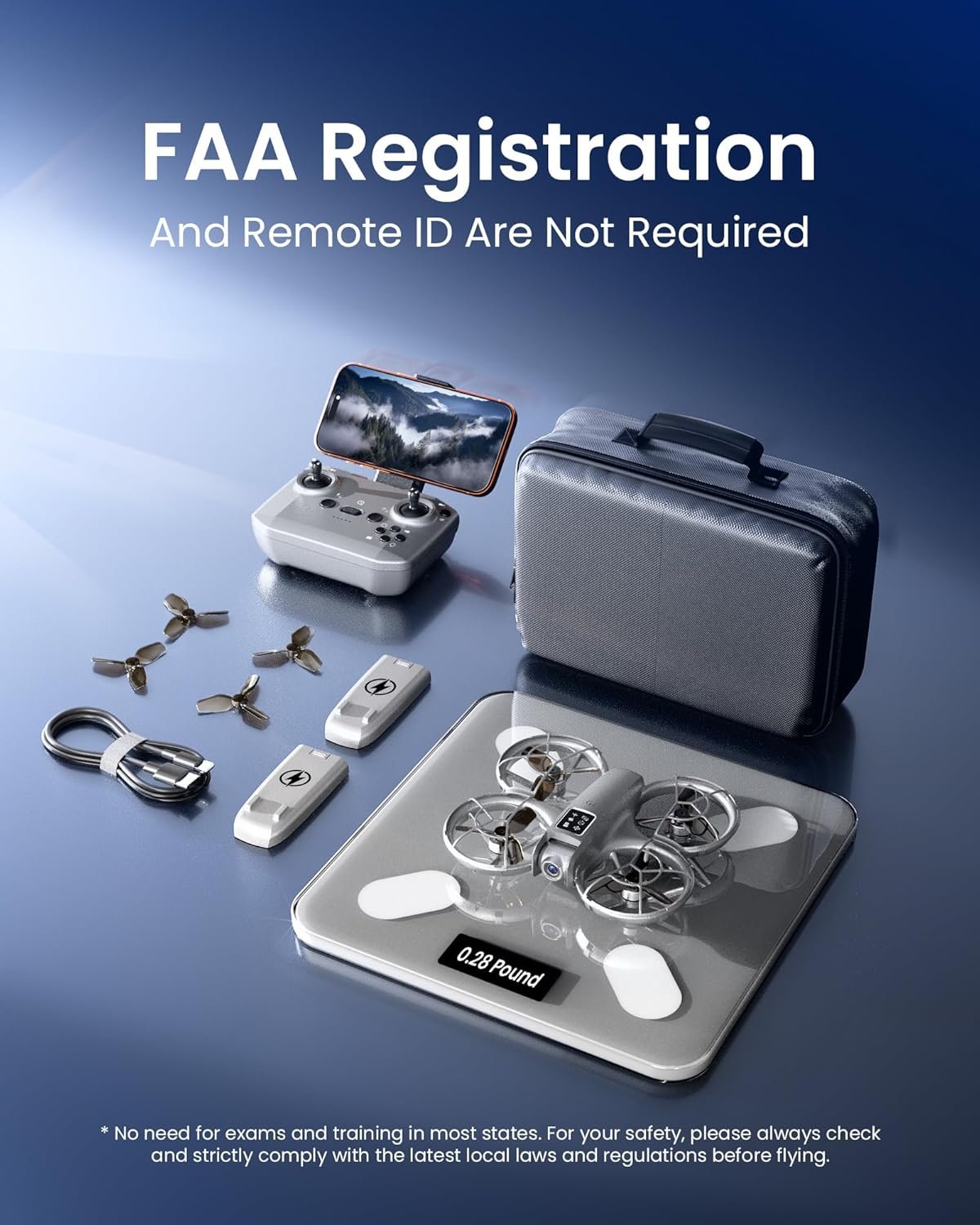 Drone with Camera - RC Quadcopter for Kids & Adults Beginners, with One Key Takeoff/Landing, Altitude Hold, Headless Mode, 3D Flip & Trajectory Flight, 3-Speed Mode, 2 Rechargeable Batteries & Carrying Case, Gray - Image 7