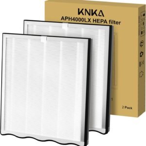 KNKA Genuine Air Purifier Replacement Filter for APH4000, 2-Pack HEPA & Activated Carbon Filters, Captures Allergens, Odors, Dust & Pollen, Standard Filter – White