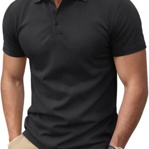 Cotrasen Men’s Polo Shirts Short Sleeve Soft Cotton Pique T-Shirts 3 Buttons Classic Fit Casual Performance Golf Shirts