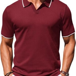 COOFANDY Mens Polo Shirts Short Sleeve Casual Knit Polo Shirt Vintage Golf T Shirts Old Money Tops