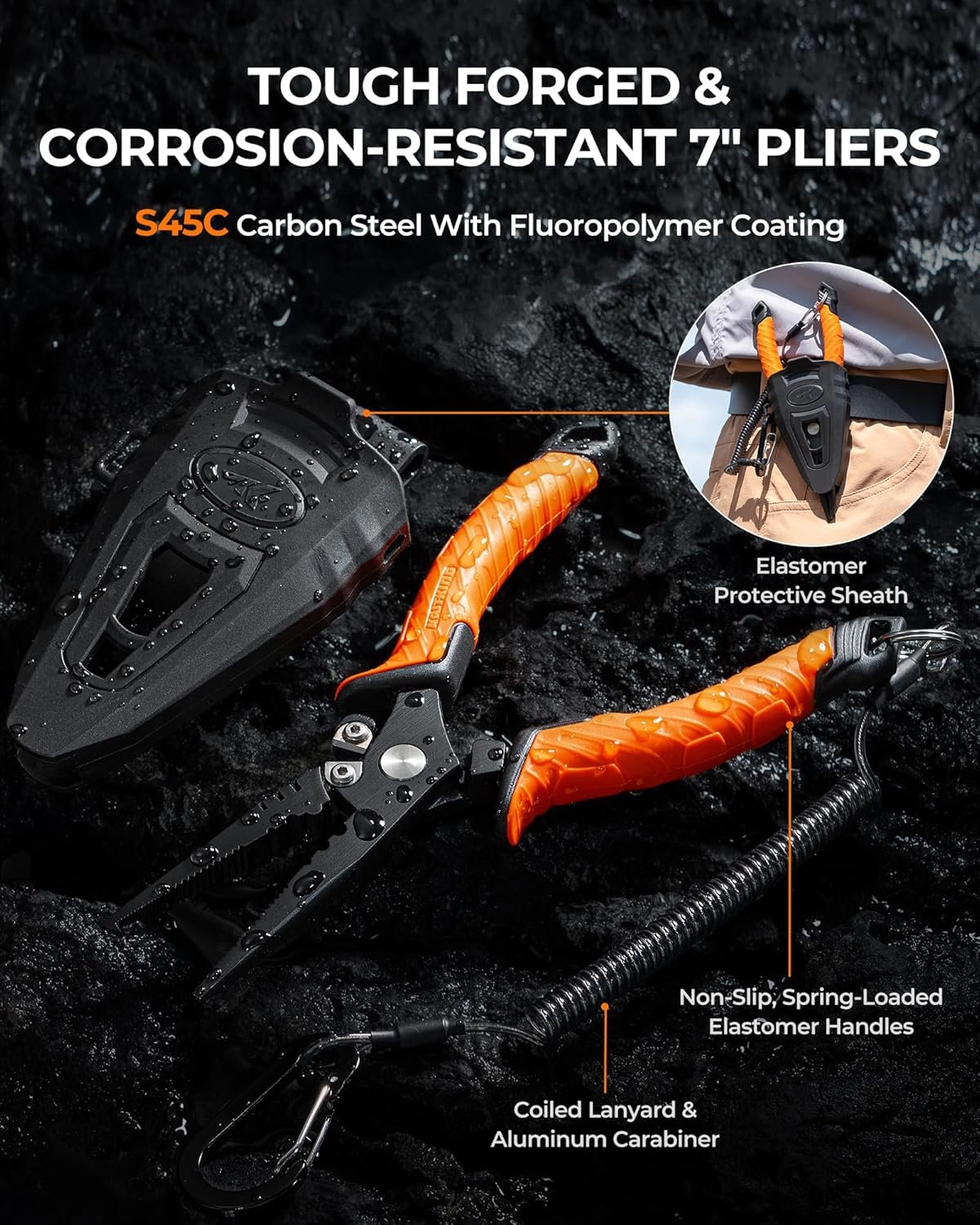 KastKing SteelStream Fishing Tool Set, Fishing Gear - Corrosion Resistant Fishing Pliers, Fillet Knife, Fishing Scissors, Fish Lip Gripper, Multi-Functional Jaw, Fishing Gifts for Men - Image 2