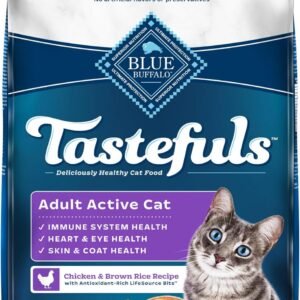 Blue Buffalo Tastefuls Natural Dry Food for Active Adult Cats, Chicken and Brown Rice Recipe, 15-lb. Bag