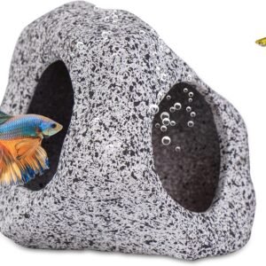 Ameliade Aquarium Decorations Cave Fish Tank Accessories Rock Decor for Shrimp Cichlid Hiding Breeding Small Fish Bowl Hide Decoration Betta Toys Hideout Stones House（Medium）
