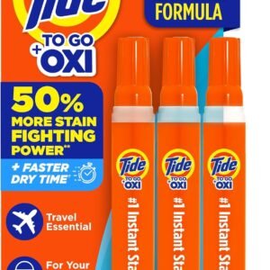 Tide Stain Remover for Clothes, Tide To Go Pen, Instant Stain Remover Pen & Spot Cleaner, Portable & Travel-Friendly, Works on Food & Drink Stains, Fits in Purses & Bags, 3 Count (Pack of 1)