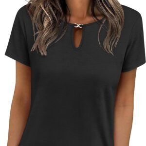 ANRABESS Womens Short Sleeve Tops Summer Tshirts Cute Keyhole Neck Casual Basic Tee Dressy Work 2026 Spring Trendy Outfits