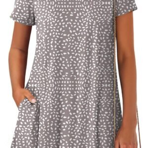 ANRABESS Women’s Summer T Shirt Dress Casual V Neck Short Sleeve Floral Boho Flowy Mini Dresses 2026 Beach Vacation Clothes