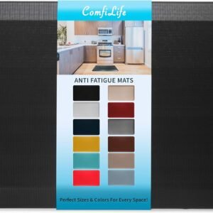 ComfiLife Anti Fatigue Floor Mat – 3/4 Inch Thick Kitchen Mats for Floor, Standing Desk Mat, Kitchen Rug – Comfort at Home, Office – Durable – Stain Resistant – Non-Slip Bottom (20″ x 32″, Black)