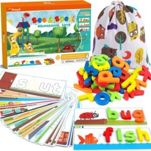 KMUYSL Learning Toys for 3 4 5 6 Years Old Boys and Girls – See & Spell CVC Word Builders with Alphabet Cards for Kids, Preschool Learning Activities Toys, Idea Birthday Gifts for Age 3-5 4-6 Kids