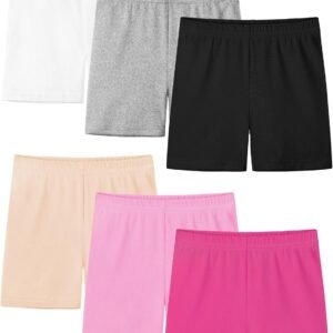 Resinta 6 Pack Girls Bike Shorts Under Dress Dance Cartwheel Shorts for Toddler Kids Summer Clothes Multicolor