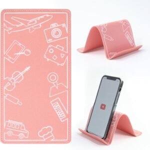 Adjustable Angle Phone Stand Tablet Holder, Sturdy Universal for All Smartphones – Foldable Portable for Desk, Travel, Home, Kitchen, Bed, Treadmill, Airplane, Pink
