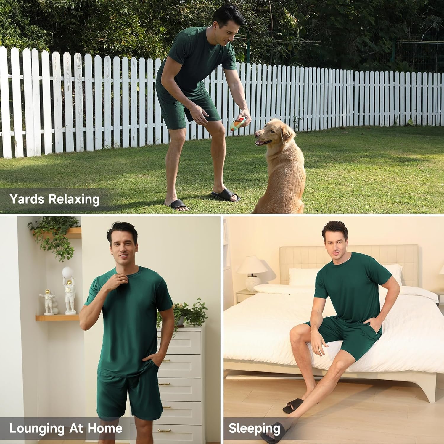 DG Hill Mens Pajamas Set Shorts - Pajama Pants Sleepwear Shorts PJS Sets - Summer Pajamas Cool Pants Short Soft PJS for Men - Image 5