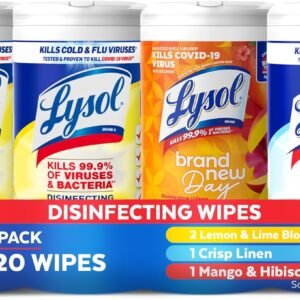 Lysol Disinfecting Wipes Bundle, Home Apartment Dorm Room Essentials and Cleaning Supplies, All Purpose Cleaner, Multi-surface Cleaning Wipes, Multi-Scent Sanitizing Wipes Bundle, 80 Count (4pk)