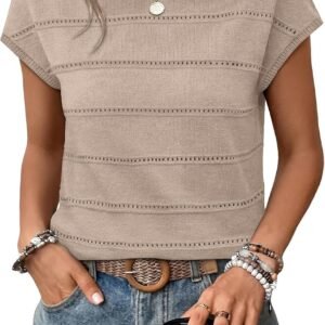 WIHOLL Womens Lightweight Sweater Spring Summer Outfits Cap Sleeve Hollow Out Knit Fashion Clothing Resort Wear 2026