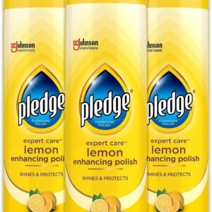 Pledge Enhancing Polish Spray, Wood Furniture & Stainless Steel Polish, Remove Dust and Fingerprints, Fast Shine and Protect, Prevent Scratches & Knicks – Lemon Scent, 9.7oz, Pack of 3