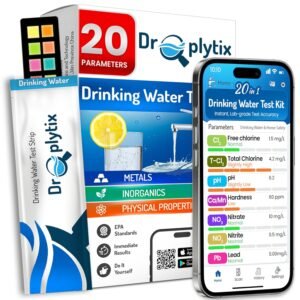 20-in-1 Drinking Water Test Kit with Mobile App, Lab-Precision Home Water Testing Strips for Tap and Well Water, Tests pH, Hardness, Lead, Iron, Chlorine, Nitrate, Fluoride, Heavy Metals