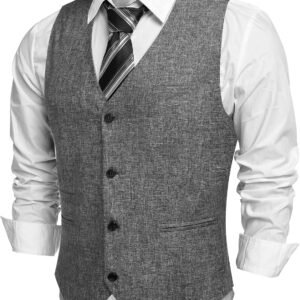 COOFANDY Men’s Casual Business Vests Lightweight Waistcoat Slim Fit Suit Vest
