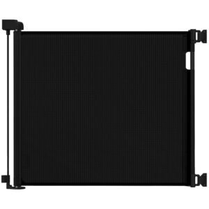 Veraste Retractable Baby Gate for Doorways and Stairs, Mesh Safety Gate for Pet, Indoor & Outdoor Use, One-Hand Operation, Easy Installation, 33.6″ Tall, Expands to 55″ Wide（Black,33.6″x55″