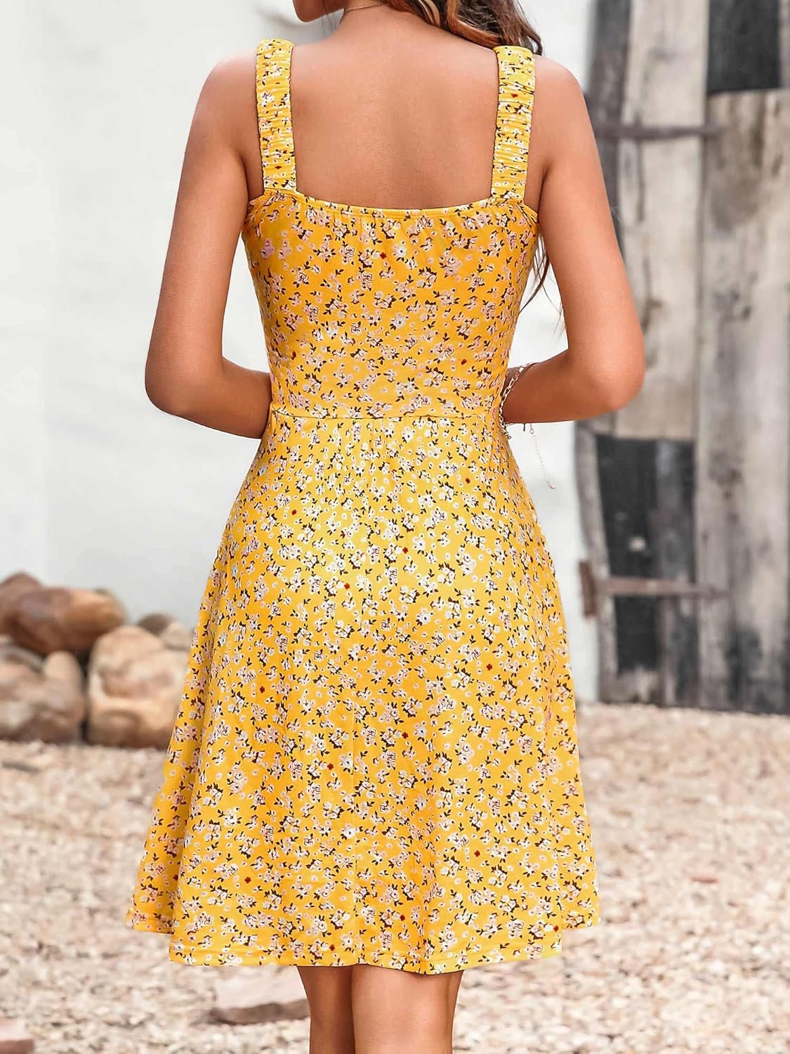 HUHOT Women's Summer Casual Square Neck Dress with Pocket Cute Sleeveless High Waist A-line Sundress Midi Dresses 2026 - Image 3