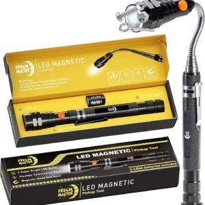 Magnetic Pickup Tool, Gifts for Men, Telescoping Magnet Flashlight, Mens Gifts, Birthday Gifts for Men, Women，Him, Teen Boys, Mechanic, Boyfriend, Dad, Husband, Father, Black