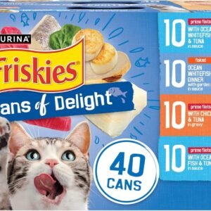 Purina Friskies Wet Cat Food Variety Pack, Oceans of Delight Flaked and Prime Filets – (Pack of 40) 5.5 oz. Cans