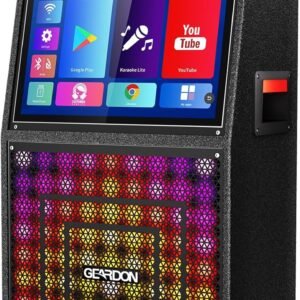 Karaoke Machine with Lyrics Display Screen for Adults, Built-in 15 Inches Tablet, Bluetooth Speaker with 2 Wireless Mics, 1000W Peak Power, DJ Lights, Portable Karaoke System for Any Occasion