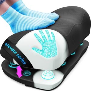 Elevate Series by Everlasting Comfort Adjustable Cloud Foot Rest for Under Desk at Work with Pressure Point Nodes – Comfortable Memory Foam Office Foot Stool & Desk Pillow, Gaming & Home Accessories