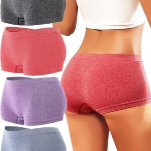Womens Boyshorts Underwear Seamless Boxer Briefs Full Coverage Soft Stretch Boxer Shorts For Women 4 Pack