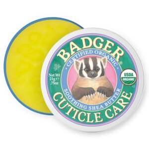 Badger Cuticle Cream, Deep Hydration for Dry, Cracked Cuticles & Hangnails, 100% Organic Cuticle Balm with Rich Shea Butter for Strong, Healthy Nails, Non-Greasy Cuticle Oil, .75oz Tin