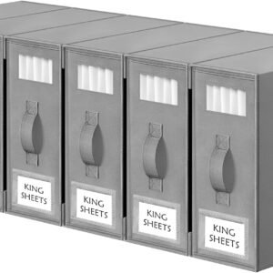 Criusia Bed Sheet Organizers and Storage, 6 Pack Foldable Linen Closet Organizer Box – Bedding Holder for Sheet Set (King/Queen Sizes), Duvet Covers, Blankets (Grey)