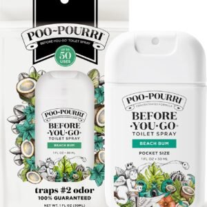 Poo-Pourri Before-You-Go Pocket Toilet Spray, Travel Essentials, Beach Bum, 1 Fl Oz, Up to 50 Uses, On-The-Go Bathroom Odor Deodorizer with Essential Oils, TSA Approved Size, Coconut Orchid Scent