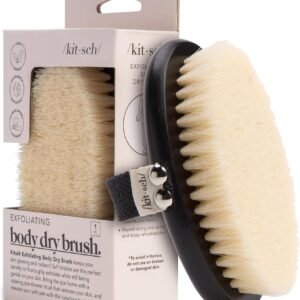 Kitsch Dry Brushing Body Brush for Lymphatic Drainage- Soft Bristles Shower Brush – Dry Brush to Remove Dry Skin and Improves Blood Circulation, Body Scrubber for Glowing Skin, Sauna Accessories