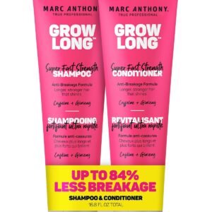 Marc Anthony Shampoo and Conditioner Gift Set, Grow Long Biotin – Anti-Frizz Deep Conditioner For Split Ends & Breakage – Vitamin E, Caffeine & Ginseng for Curly, Dry & Damaged Hair