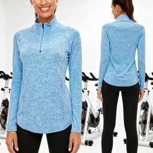 Women’s Quick Dry Long Sleeve Athletic Sweatshirt,1/4 Zip Pullover Athletic Workout Tops for Training