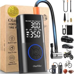 OlarHike Tire Inflator Portable Air Compressor, Smart Dual Hose System, Auto Air Pump for Car Tires, Bike,Bicycle, Motorcycles,Electric Pump with LED Light & Digital Pressure Gauge