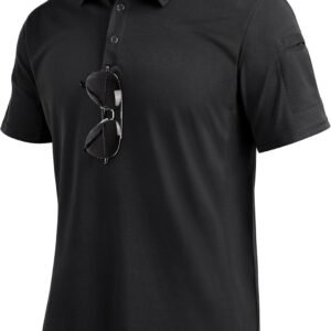 Alimens & Gentle Mens Polo Shirt Short Sleeve Tactical Dry Fit Golf Shirts Stretch Work Collared Tops Outdoor Sport Tennis